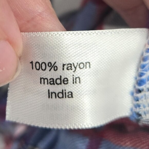 Lane Bryant Plaid Red Blue Button Rayon Tie Front Long Sleeve Shirt Size 20 - Picture 10 of 12